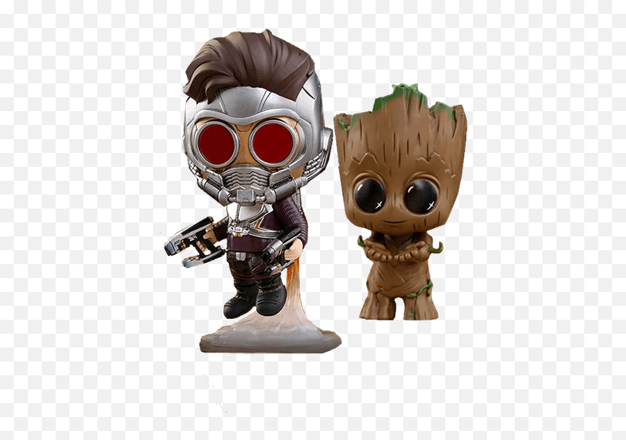 Marvel - Guardians Of The Galaxy Vol 2 Star Lord U0026 Groot Cosbaby Hot Toys Bobble Head 2pack Figure Png,Starlord Png