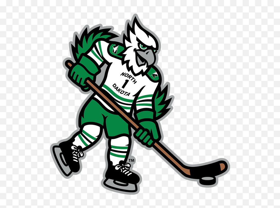 North Dakota Fighting Hawks - North Dakota Hockey Mascot Single Layer Dimensional Und Fighting Hawks Hockey Mascot Png,Hockey Stick Icon