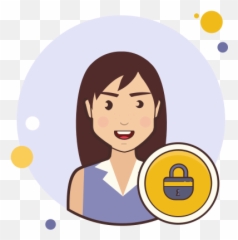 Lock Female User Icon In Circle Bubbles Style - Sofre Mim Icon Png