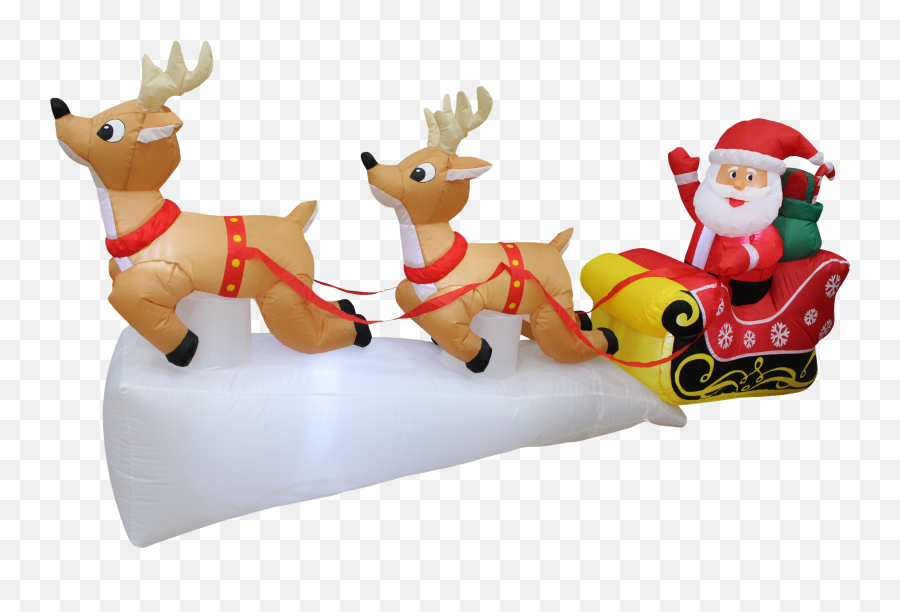 Reindeer Sleigh Transparent Background Png Mart - Santa Sleigh Inflatable,Cartoon Tree Transparent Background