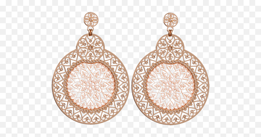 Earring Stud Round Nude Rose Gold - Mirror Png,Gold Light Png