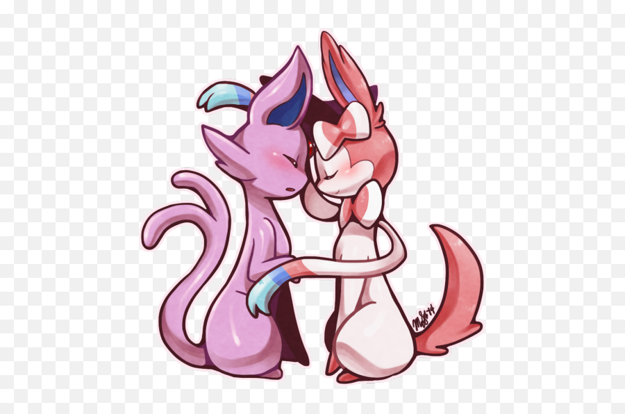 Iu0027m In Love With This Espeon U0026 Sylveon Pokemon - Pokemon Espeon X Sylveon Png,Espeon Png