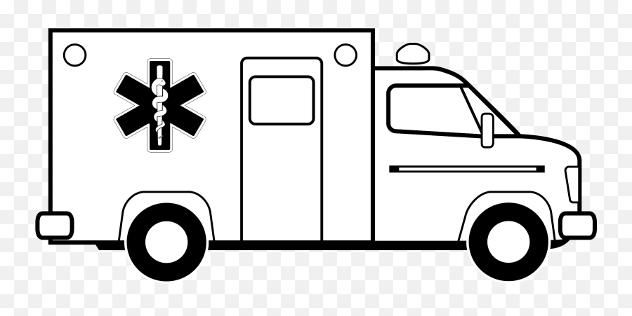 Ambulance Clipart Black And White Png - Emergency Vehicles Coloring Pages,Ambulance Png