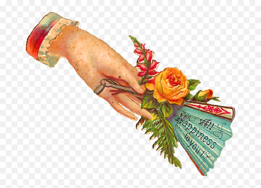 Language Of Flowers - Victorian Hand Flower Png,Rose Drawing Png