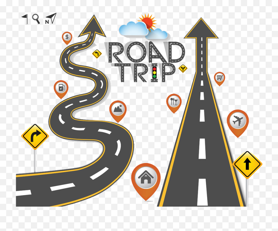 Maps Clipart Road Trip - Travel Road Trip Clip Art Png,Winding Road Icon