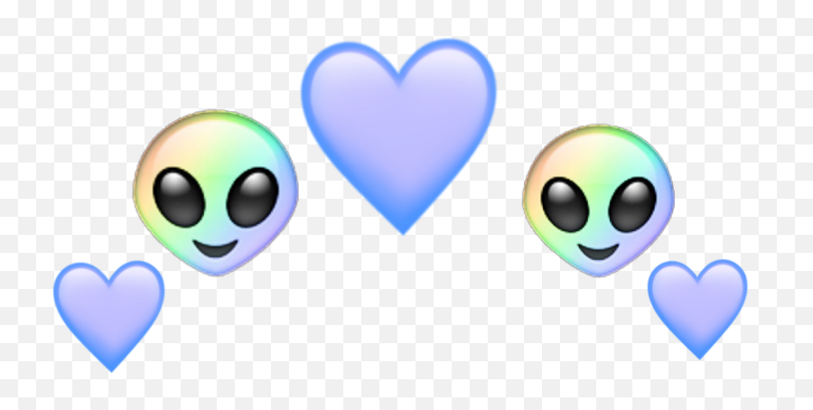 Alien Heart Emoji Rainbow Blue Aesthetic Pastelcolors - Pastel Heart Emoji Png,Hearts Emoji Png