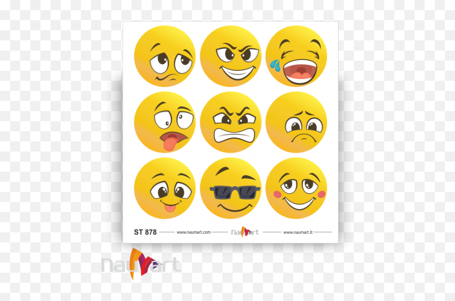 Smiley Emoji Model 5 Set Of 9 Stickers - Smiley Png,Flushed Emoji Png