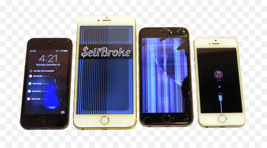 Download Hd Broken Iphones To Sell Online - Mobile Phone Broken Iphones Png,No Cell Phone Png