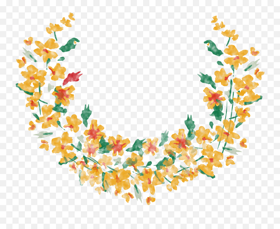 Flower Yellow Watercolor Vector - Half Flower Wreath Png,Yellow Border Png