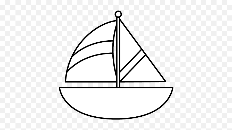 Black And White Striped Sailboat Clip Art - Black And White White Sailboat Clipart Png,Sailboat Png