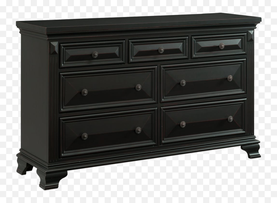 Download Hd 9 Drawer Black Dresser Transparent Png Image - Black Wood Dresser And Nightstand Set,Dresser Png