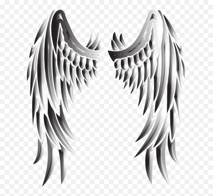 Blackandwhitefeatherwing Png Clipart - Royalty Free Svg Png Metallic Angel Wings Png,Angel Wing Png