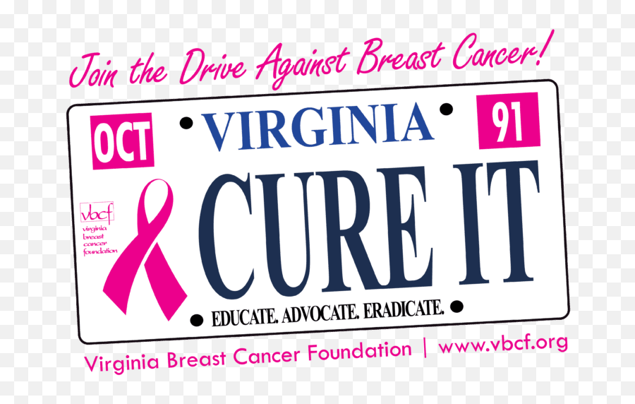 Get A Pink Ribbon License Plate - Virginia Breast Cancer License Plate Png,License Plate Png