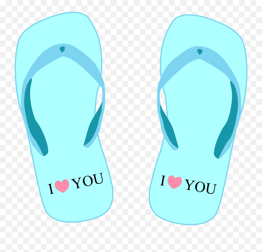 Flip - Flops Light Blue With I Love You Clipart Free Png,Flip Flops Transparent Background