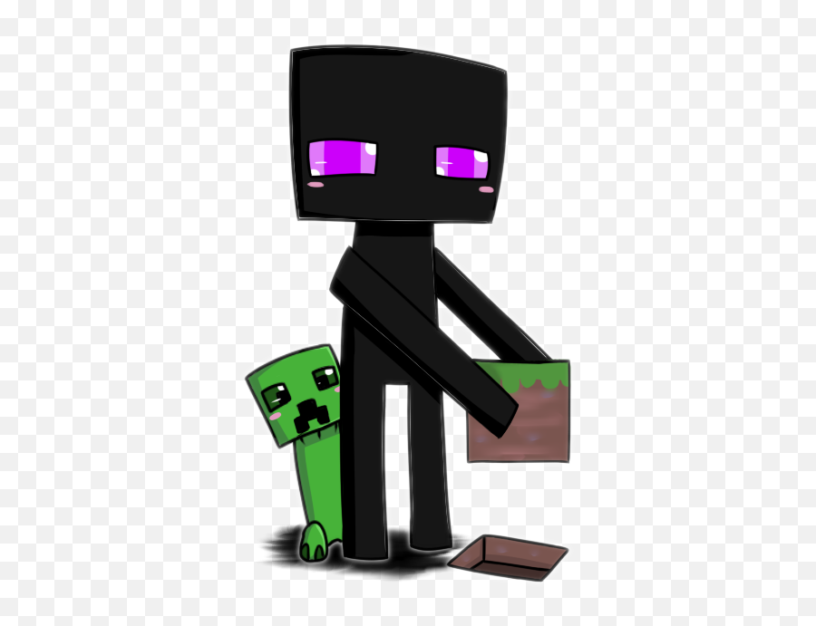 Download Hd Enderman And Creeper Chibi By - Cute Minecraft Enderman Drawing Png,Creepers Png
