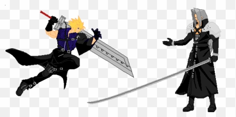 Pixilart - Cloud Vs Sephiroth By Papyrus321 Cloud Vs Sephiroth Figure Png,Sephiroth Png
