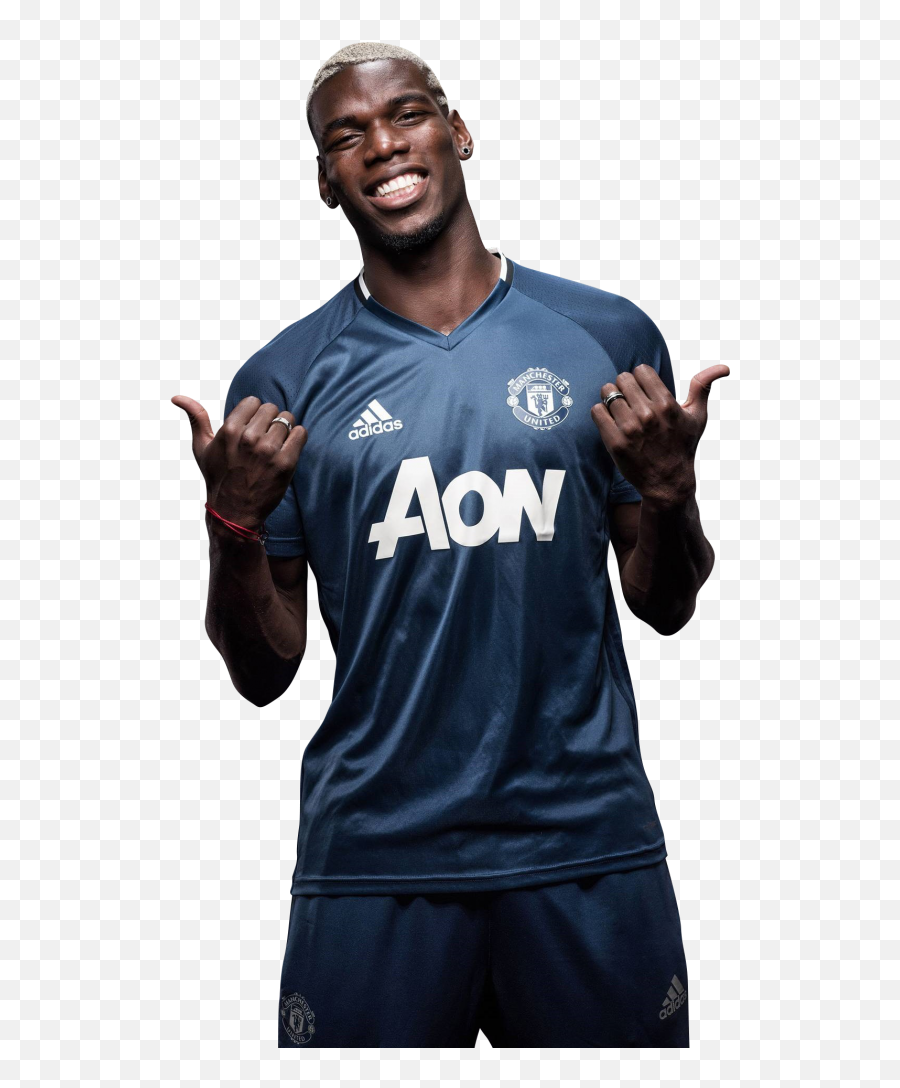 Pogba Blue United Shirt Fc Manchester - Paul Pogba Smile Png,Juventus Png