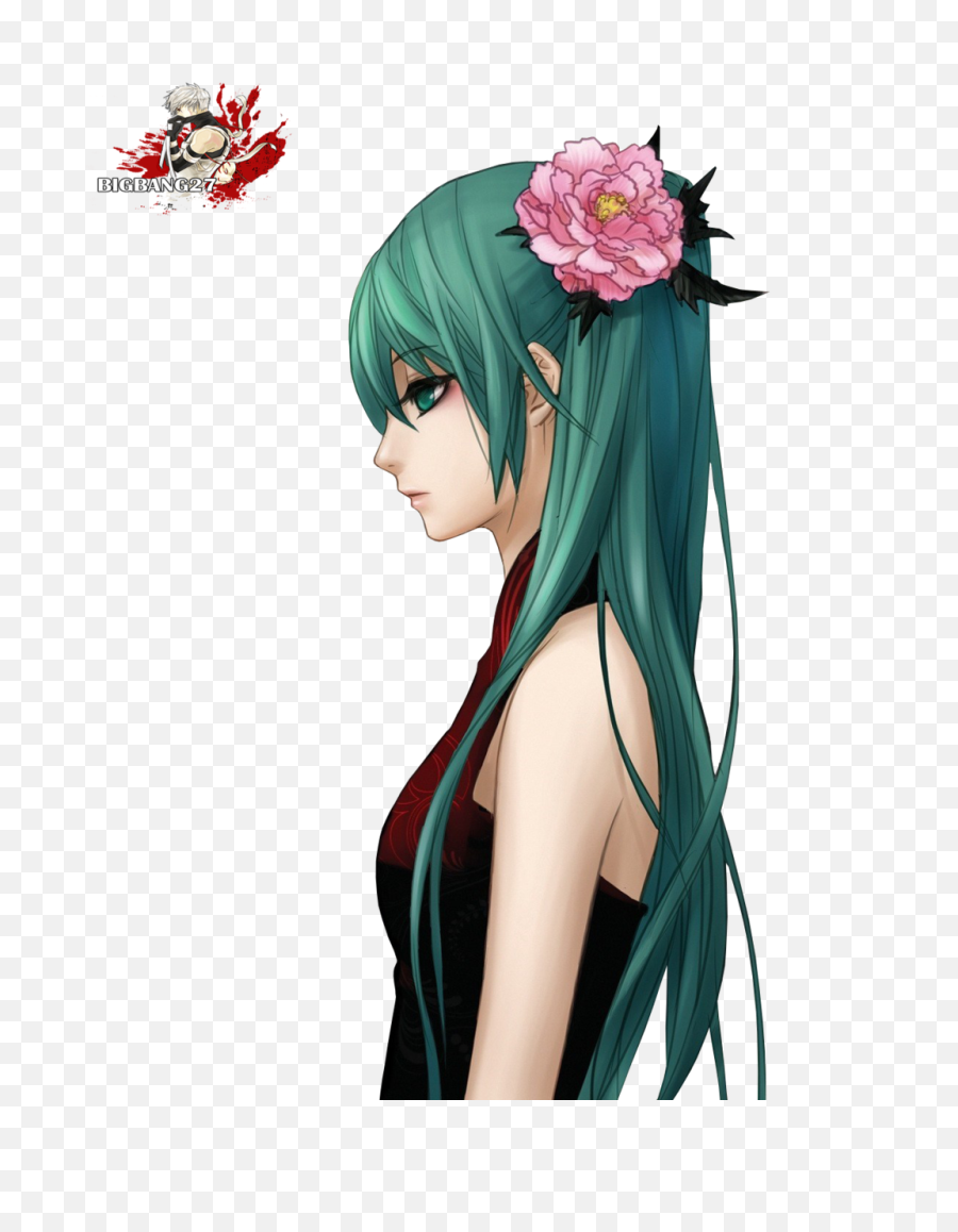 Png Hatsune Miku Transparent - Anime Girl With Dark Green Hair,Miku Transparent