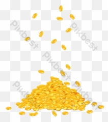 Coins Isolated Vector Graphic Element - Gold Falling Png