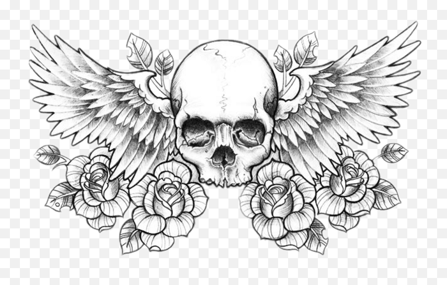 Egyptian Tattoo Sleeve Tattoos - Skull Rose Wings Tattoo Png,Tatuajes Png