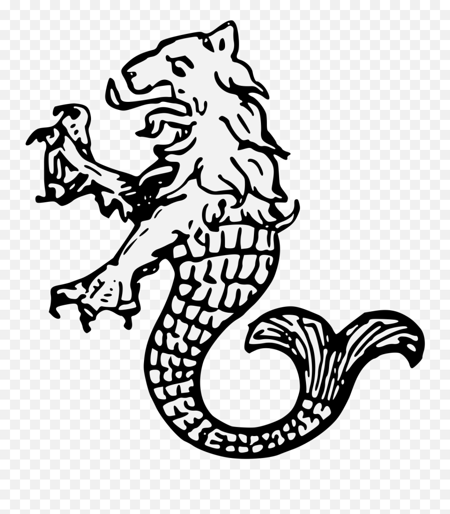 Sea - Lion Traceable Heraldic Art Seahorse Lion Png,Sea Lion Png
