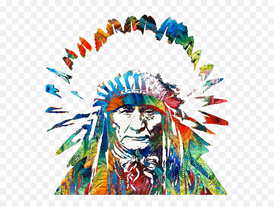 Native American Art - Chief By Sharon Cummings Spiral Notebook Native American Art Png,American Indian Icon