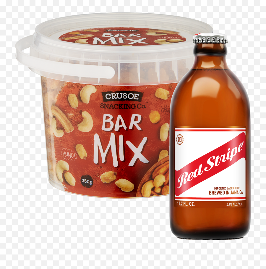 Download Red Stripe U0026 Crusoe Lager And Nuts Bundle - Crusoe Red Stripe Beer Png,Red Stripe Png