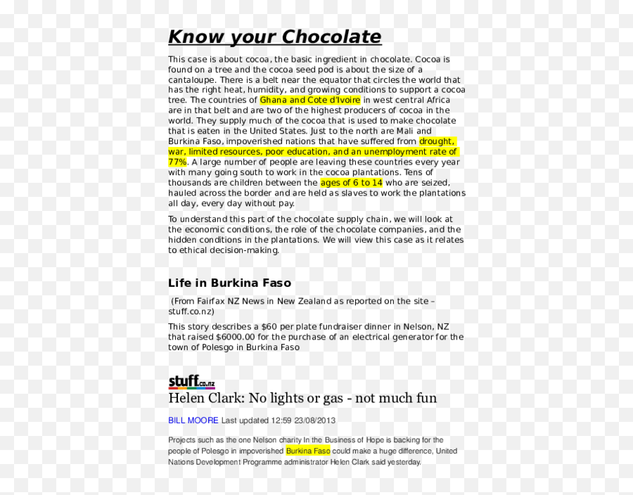 Doc Chocolate Ethics Case Reading And Watching Assignment - Document Png,Pile Cacao Bean Icon