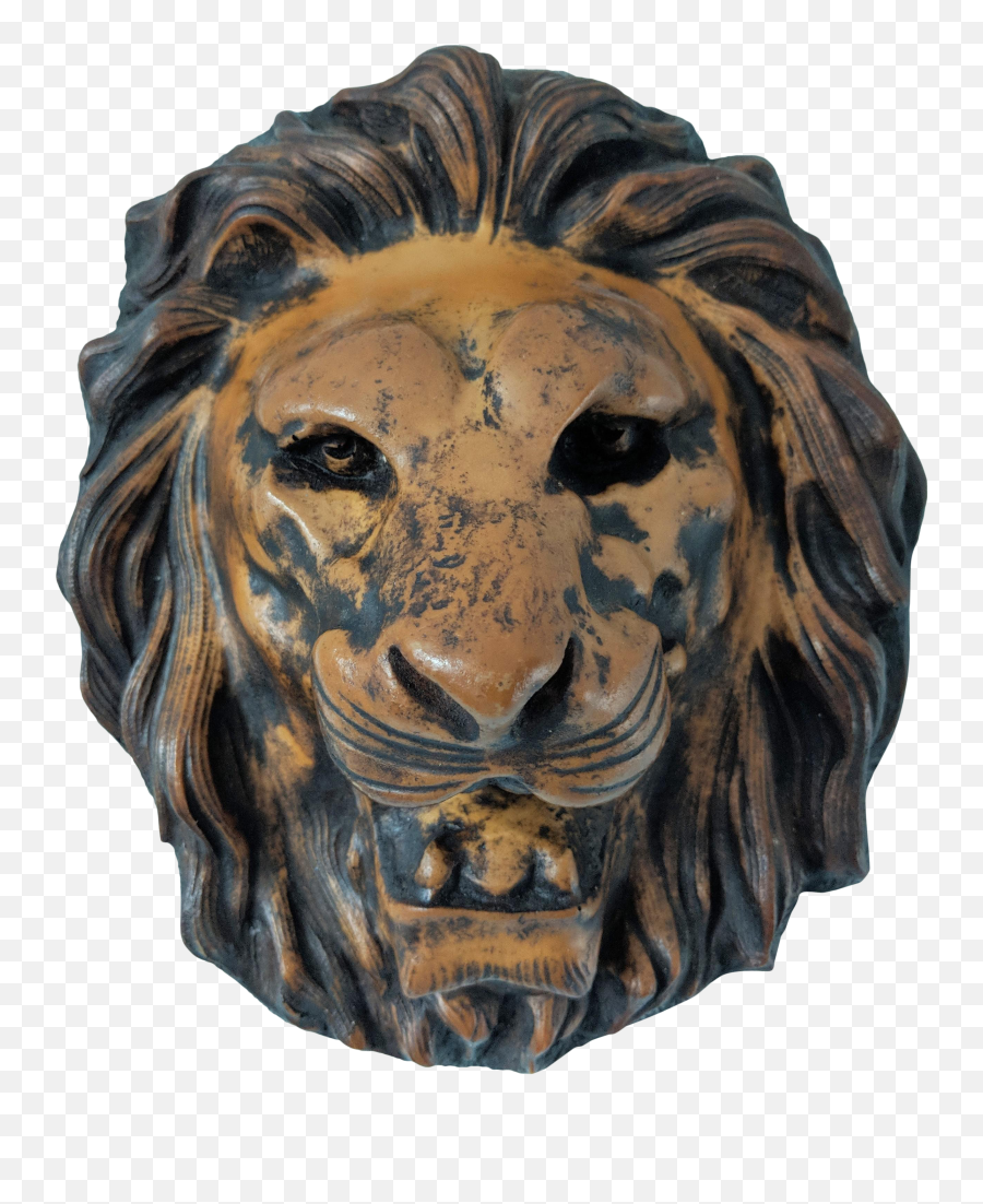 Late 20th Century Hand Finished Resin Lion Head Wall Sculpture - Masai Lion Png,Lion Head Png
