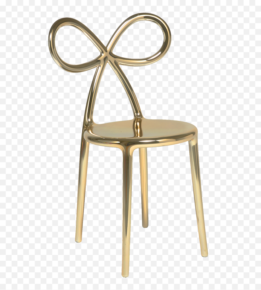 Qeeboo Set Of 2 Chairs Metallic Gold Ribbon - Rose Gold Metal Chair Png,Gold Ribbon Png