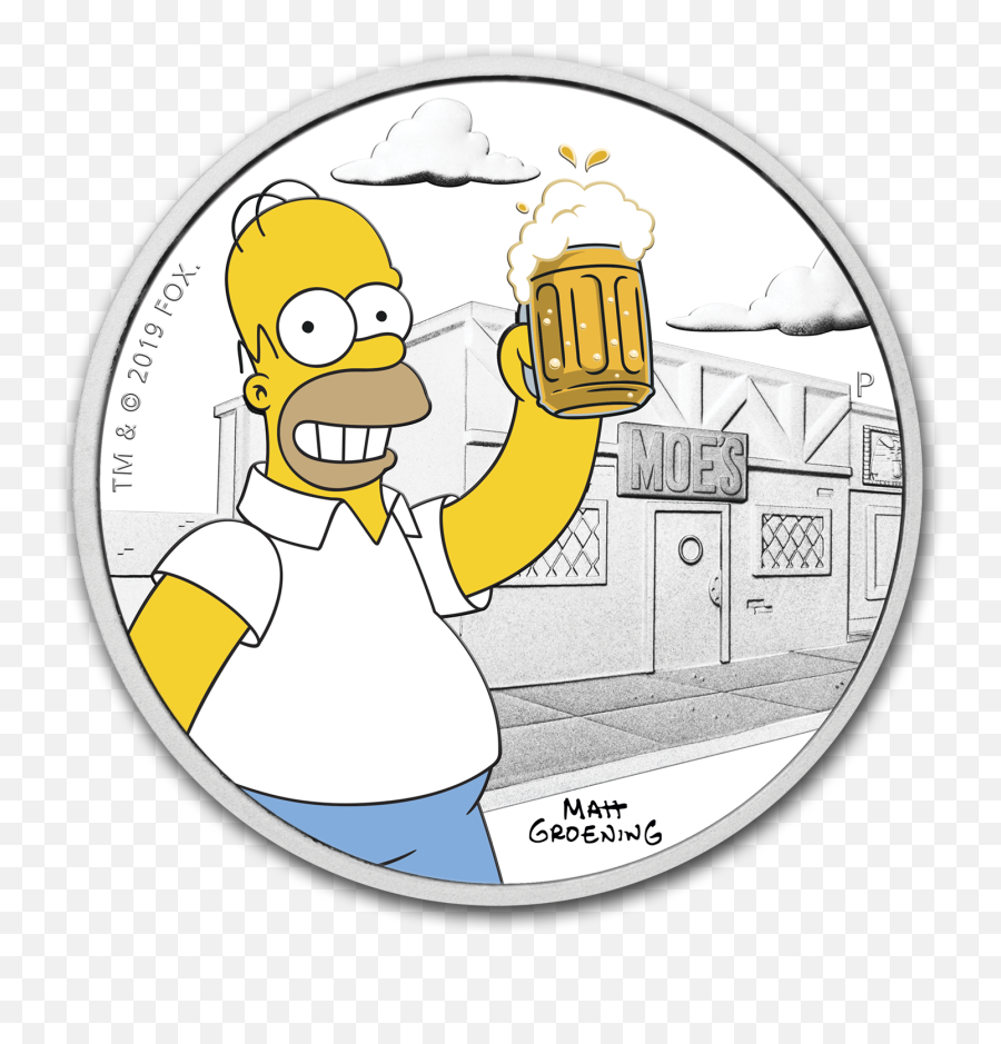 Buy 2019 Tuvalu 1 Oz Silver The Simpsons Homer Proof - Homer Simpson With Beer Png,The Simpsons Png