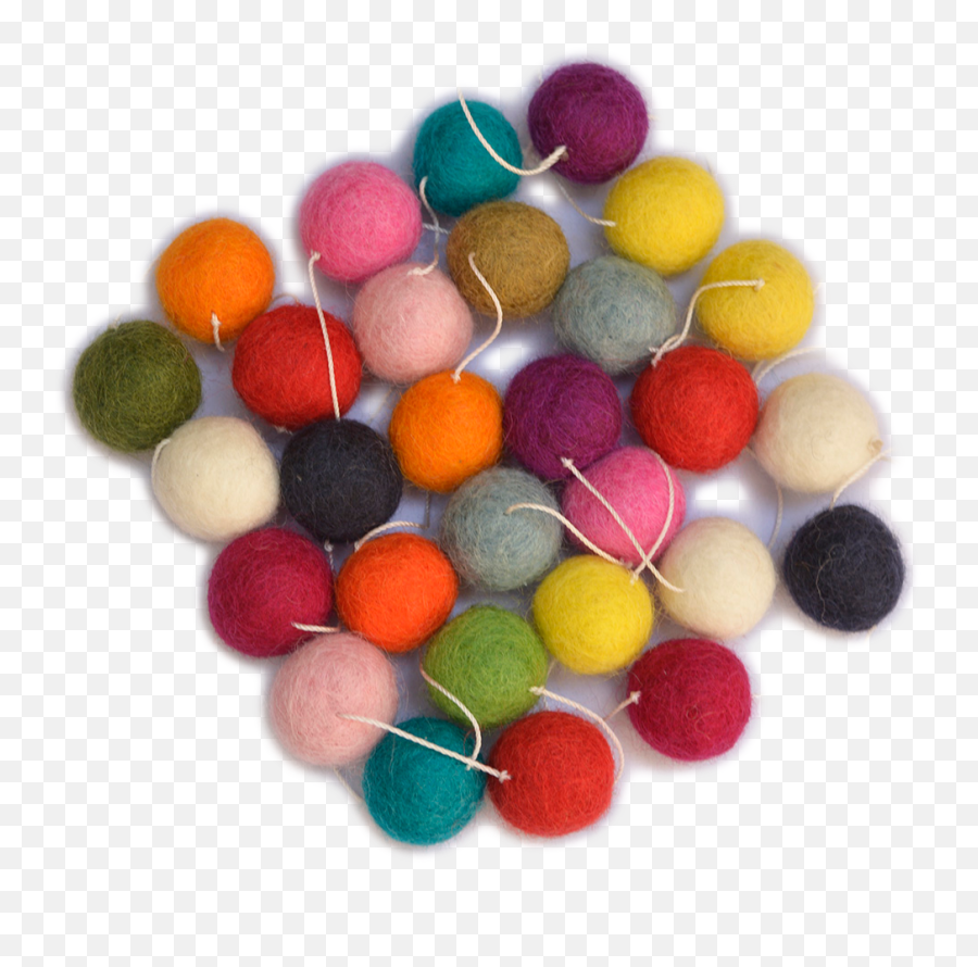 Multicolor Woolen Felt Ball Garlands For Christmas - Circle Png,Garland Transparent