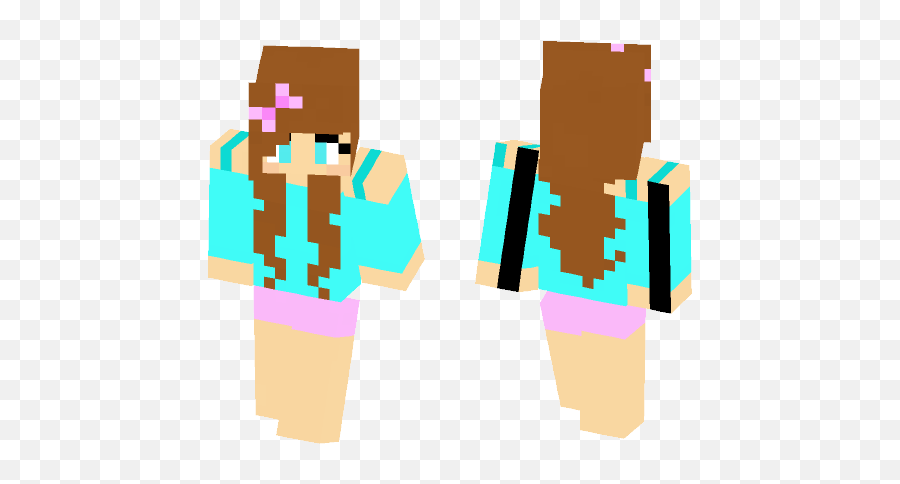 Download Girl In Blue With Bow Minecraft Skin For Free - Minecraft Skin With Wavy Hair Png,Minecraft Bow Png