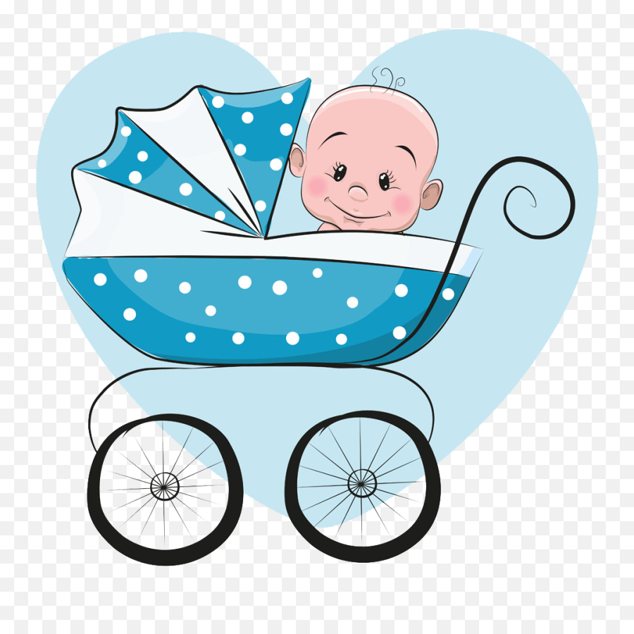 Download Blue Infant Sitting Illustration Stroller Baby - Baby In Stroller Cartoon Png,Stroller Png