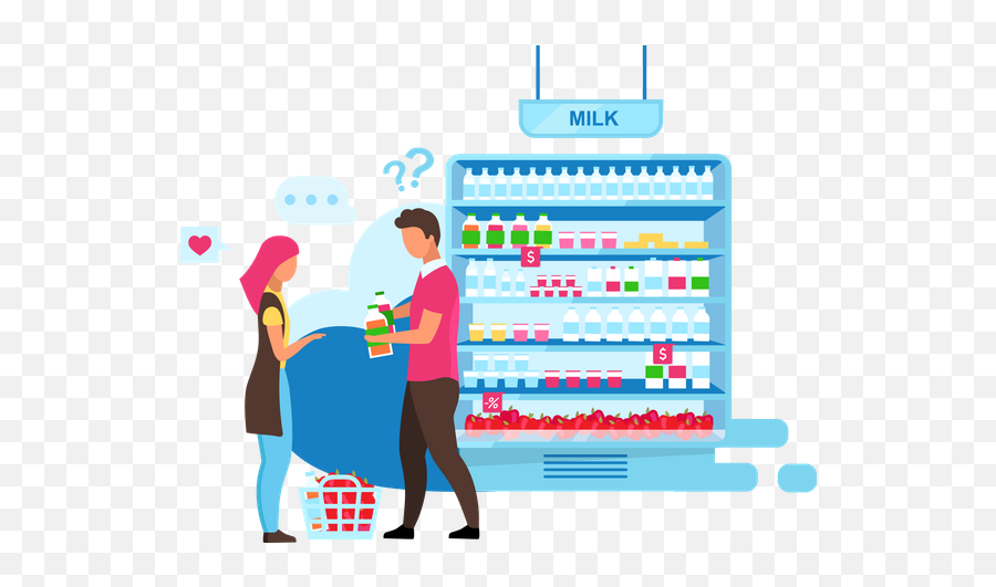 Couple - Supermarket Cartoon Images Milk Png,People Shopping Icon