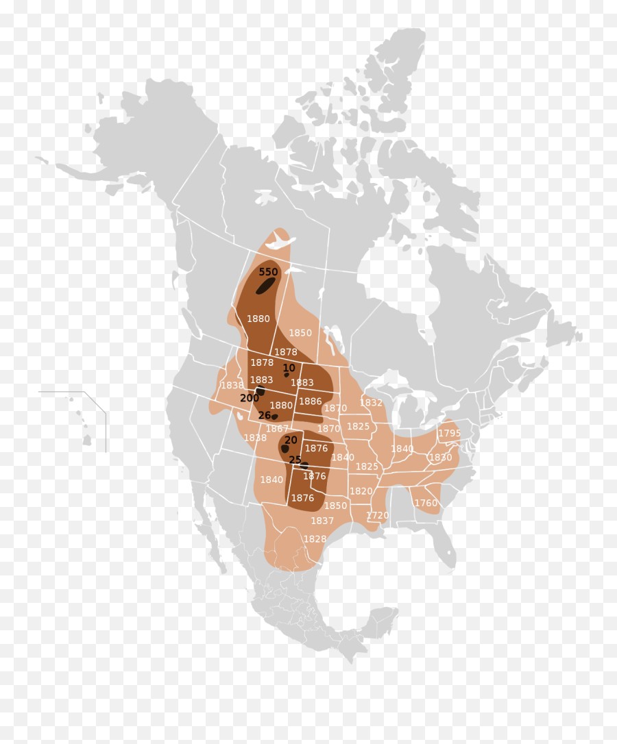 Fileextermination Of Bison To 1889svg - Wikimedia Commons American Bison Map Png,M Bison Png