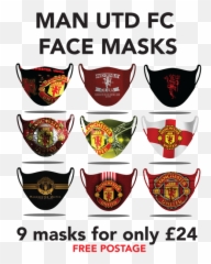 Adult Football Shirts - English League Teams Man utd Glasgow Rangers Face Mask png
