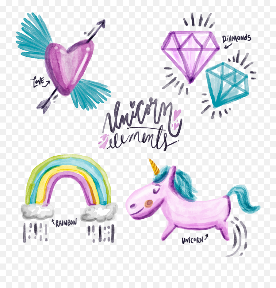 Download Watercolor Painted Vector Painting Unicorn Free - Watercolor Painting Png,Unicorn Vector Png