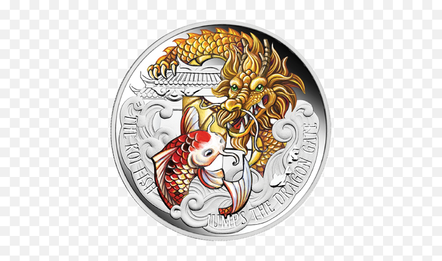 Silver Numis Koi Jumps The Dragon Gate - Dragon Gate Fish Png,Silver Dragon Icon