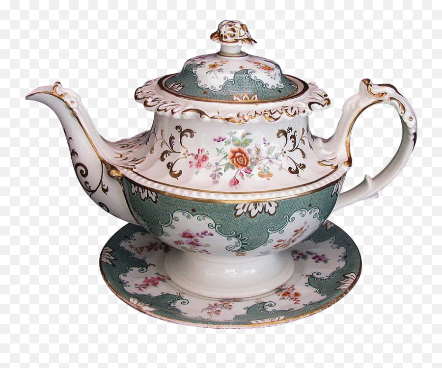 John Ridgway Porcelain Teapot U0026 Stand Antique English C - Antique Tea Pots Transparent Png,Teapot Png