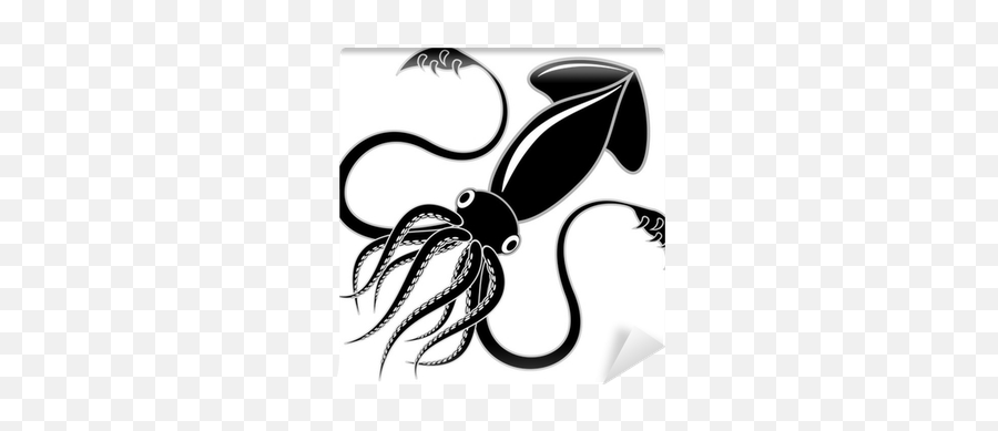 Wall Mural Black Squid - Pixershk Black Squid Vector Png,Cuttlefish Icon