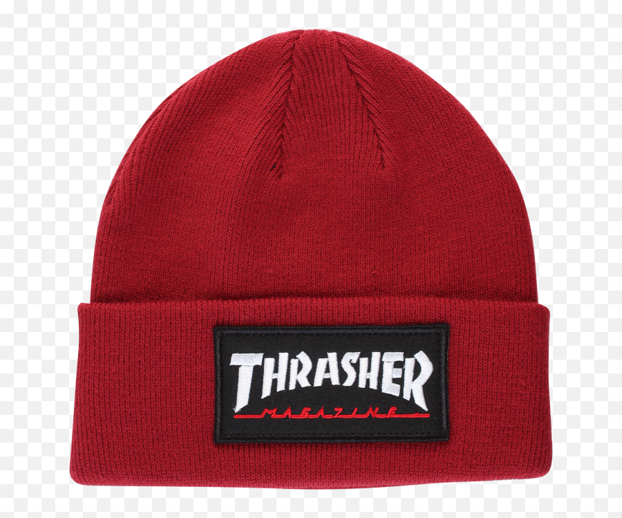 Thrasher Logo Patch Beanie Maroon - Knit Cap Png,Thrasher Logo Transparent