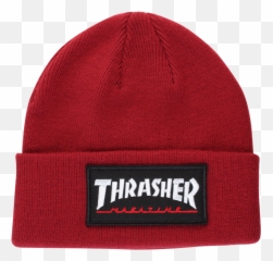 Thrasher Logo Patch Beanie Maroon - Knit Cap png