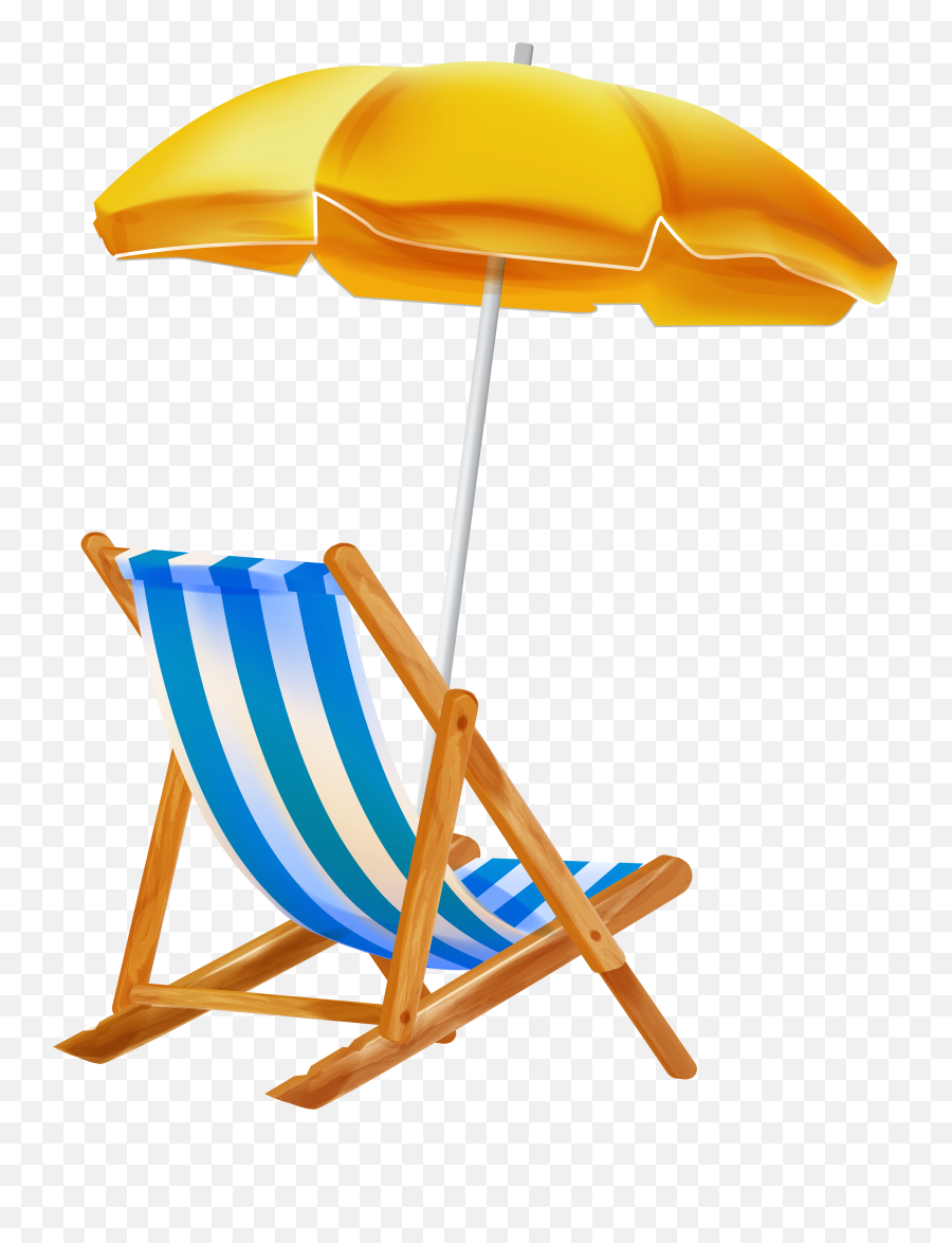 Beach Umbrella With Chair Png Clipar - Beach Umbrella Chair Scene,Chair Clipart Png