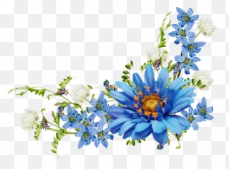 Victorian Flowers Vintage Blue Small - Border Png
