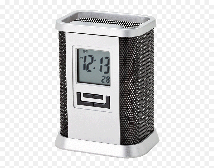 Desktop Pen Stand With Alarm Clock Brandco Enterprises - Pen Pencil Holder Digital Lcd Desk Alarm Clock Png,Digital Clock Png