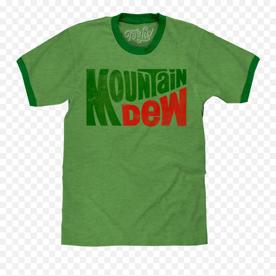 Download Vintage Mt Dew Ringer - Mountain Dew Neon Bright Mountain Dew Png,Green Tshirt Png