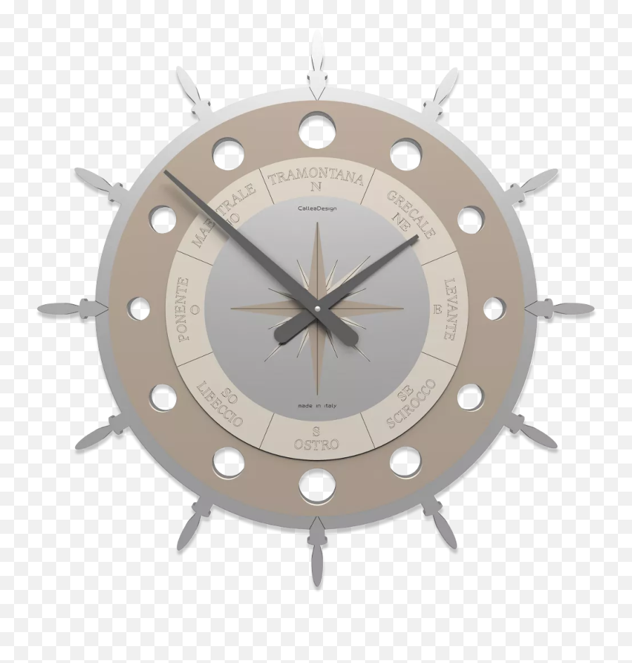 Callea Design Modern Wall Clock Compass Rose Caffelatte - Boat Steering Wheel Logo Brown Png,Transparent Compass Rose