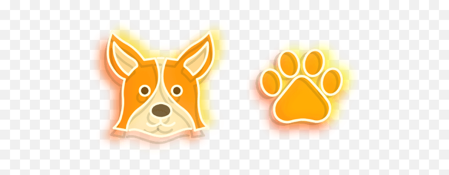 Orange Corgi Dog And Paw Neon Cursor U2013 Custom Browser - Corgi Neon Sign Png,Corgi Png