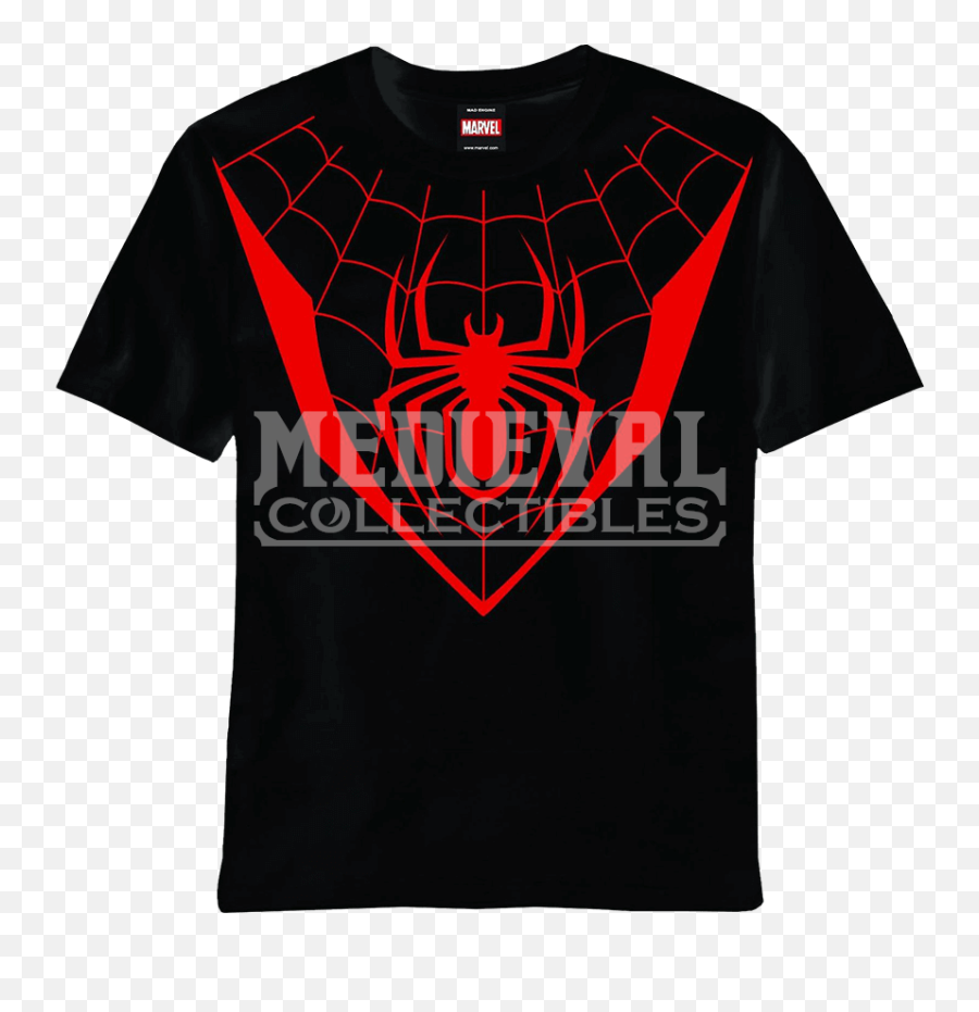 Download Hd Ultimate Fallout Spiderman T - Shirt Miles Short Sleeve Png,Miles Morales Png